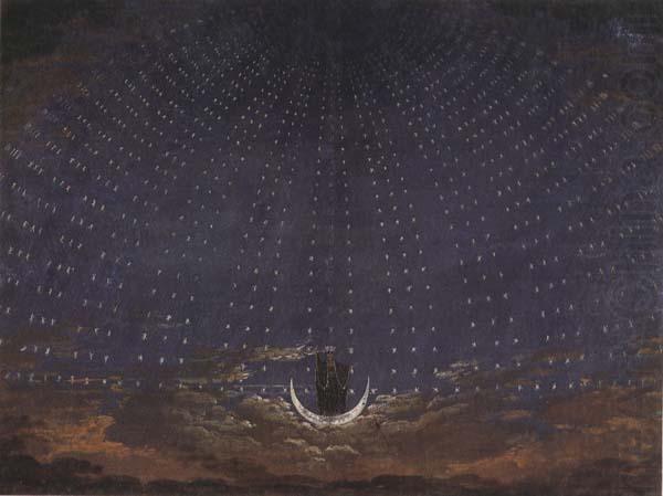 Karl friedrich schinkel Set Design for The Magic Flute:Starry Sky for the Queen of the Night (mk45) china oil painting image
